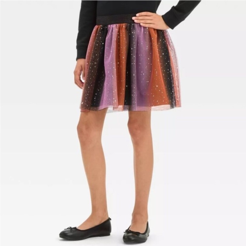 Girls' nwt Ombre Striped Halloween Tutu Skirt Black